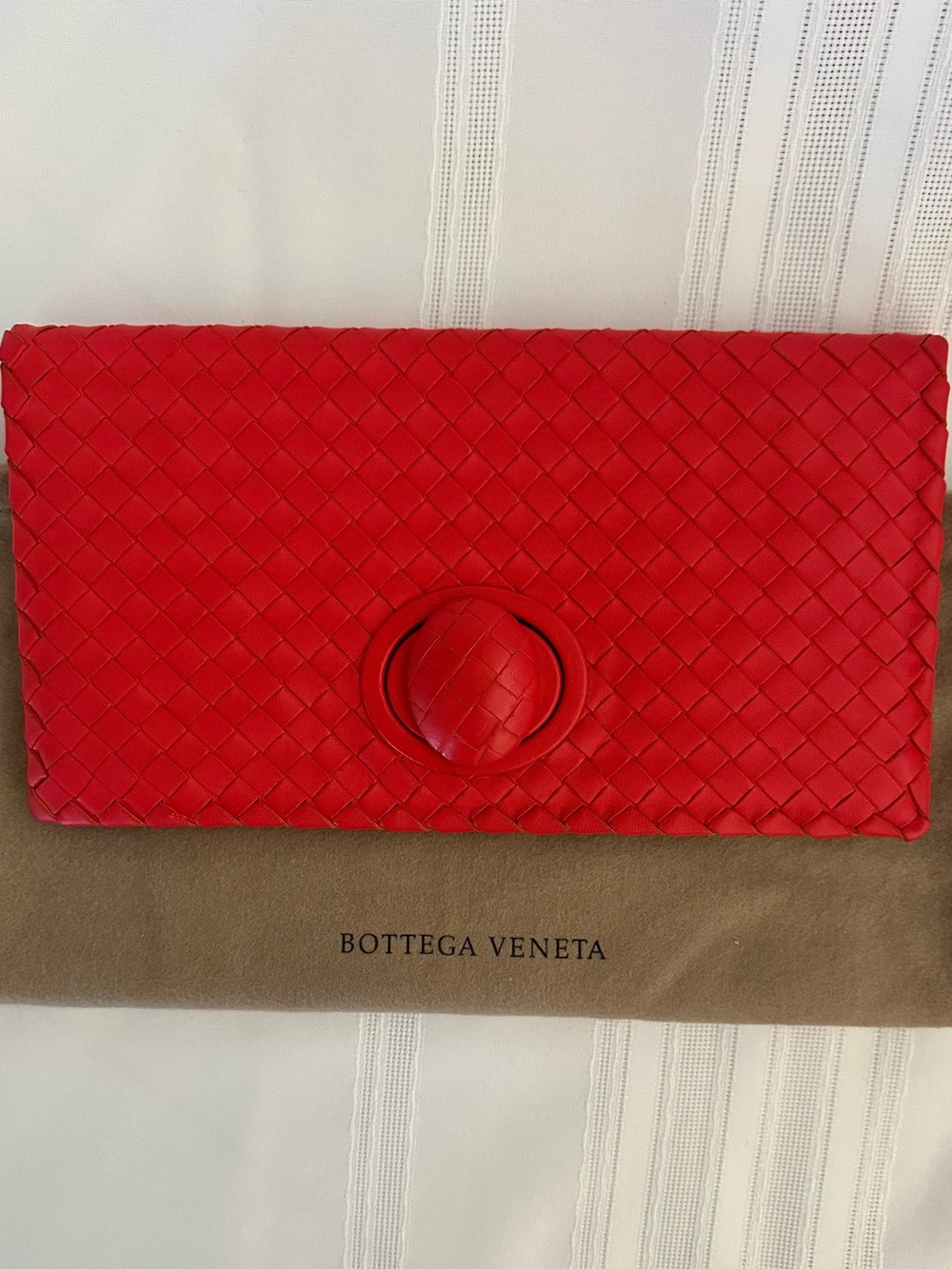 Authentic Bottega Veneta Intrecciato Turn Lock Clutch